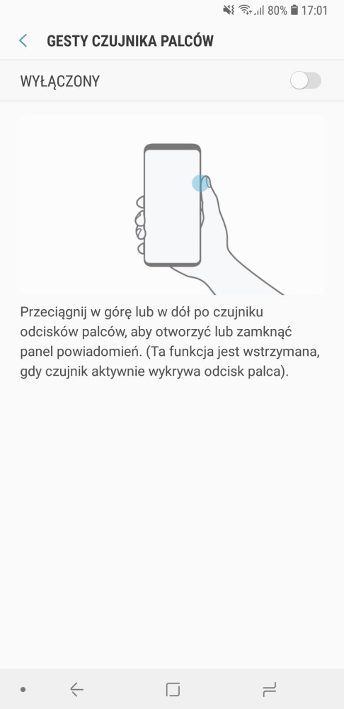 Gesty skanera linii papilarnych w Galaxy A7 2018 - Michał Brożyński 90sekund.pl